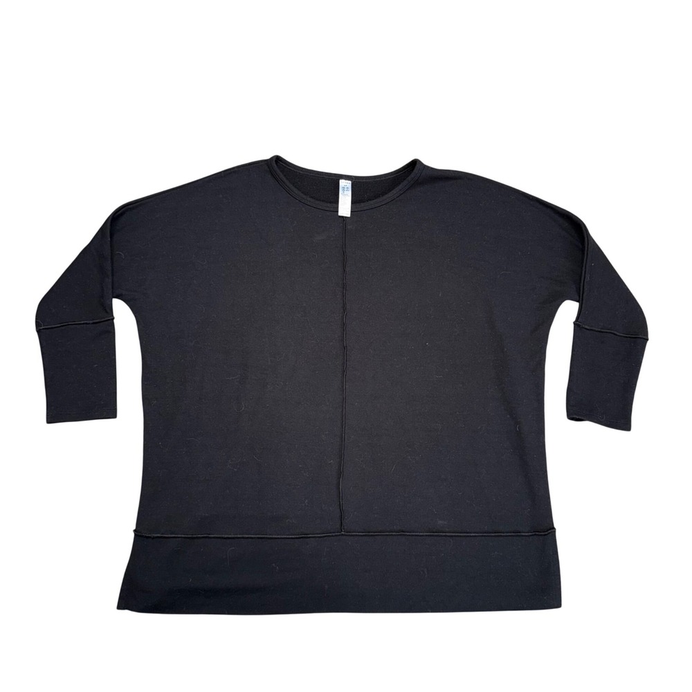 Spanx AirEssentials Sweatshirt Women S Black Excellent Oversized Crew Neck